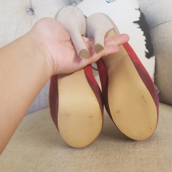 ShoeMint Ankle Wrap Color Block Heels - Picture 4 of 6